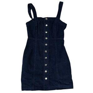 Aeropostale Button Up Corduroy Dark Blue Mini Dress Women’s XS Preppy College
